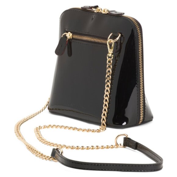 PRATESI Black Made In Italy Patent Leather Dome Shaped Crossbody - Picture 4 of 5